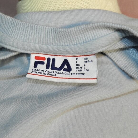 Filas Womens Light Blue Sweat Shirt Long Sleeve Winter Pull Over Size Large - Picture 6 of 7